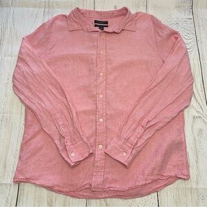 Banana Republic Soft Pink Linen Casual Button-Down Shirt Large